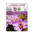 Seeds packet for Autumn Saffron Crocus Seeds with purple flowers and USA Seeds branding.
