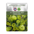 Seed packet for Double Rose Varieties Lisianthus Seeds with green flowers and USA Seeds branding.