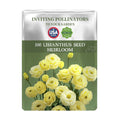 Double Rose Varieties Lisianthus Seeds packet with yellow flowers on a green background