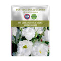 Double Rose Varieties Lisianthus Seeds packet with white flowers on a white background
