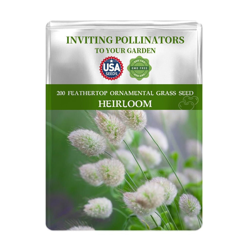 Seeds packet for Feathertop Ornamental Grass Seeds with USA Seeds logo on a white background