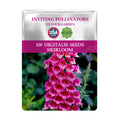 Seeds packet for Foxglove Spires Digitalis Seeds with pink flowers on a white background