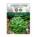 Seeds packet for Green Ornamental Basil Seeds 200Pcs with green leaves and flowers on a white background