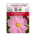 Mexican Aster Cosmos Seeds packet with pink cosmos flower on a white background