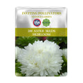 Seeds packet for 200 Professional Cut Variety Aster Seeds with a white flower on a white background