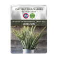 Seeds packet for Silver Tip Ornamental Grass Seeds with USA Seeds logo on a wooden background