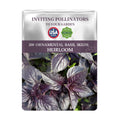 Seeds packet for Ornamental Basil Seeds with purple leaves on a white background