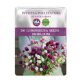 Seeds packet for Globe Amaranth Gomphrena Seeds with a picture of flowers on a white background