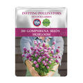 Seeds packet for Globe Amaranth Gomphrena Seeds with a person holding flowers on a white background