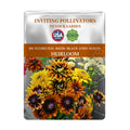 Seeds packet for Black-Eyed Susan Rudbeckia Seeds with colorful flowers on a white background
