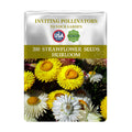 Package of 200 strawflower seeds with USA Seeds branding and images of flowers on a white background.